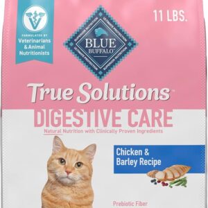 blue buffalo true solutions digestive care natural dry cat food for adult cats, chicken, 11 lb. bag